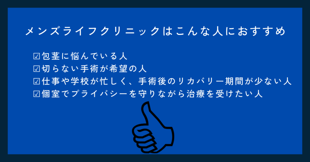 メンズライフクリニックはこんな人におすすめ