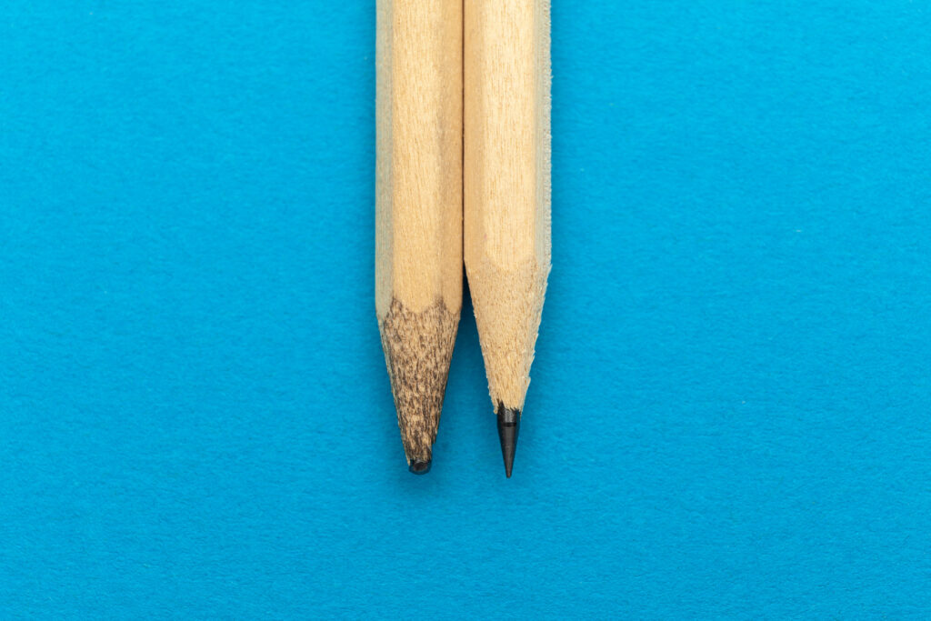削りたての鉛筆と比較